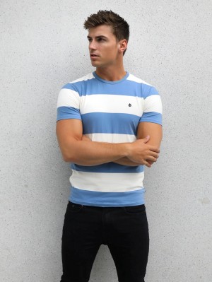 Blakely Alassio Stripe T-Shirt Blau | 3476LFVKG