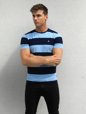 Blakely Alassio Stripe T-Shirt Navy | 7265KAJME