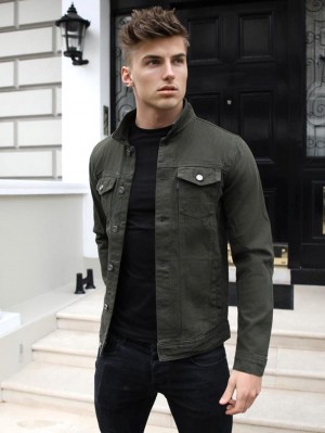 Blakely Alberta Denim Jacket Khaki Grün | 8732RGBYC