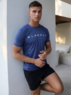 Blakely Alert Gym T-Shirt Blau | 0517WMPZJ