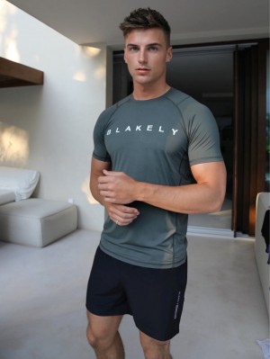 Blakely Alert Gym T-Shirt Khaki Grün | 3845XQWBO
