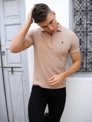 Blakely Amot Textured Polo Shirt Hellbraun | 4931EIBPQ