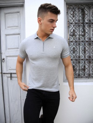 Blakely Amot Textured Polo Shirt Hellgrau | 6350PTUBV