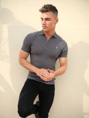Blakely Anzi Textured Polo Charcoal | 4270RDABS
