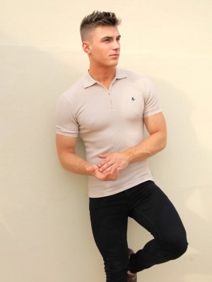 Blakely Anzi Textured Polo Sand | 8793UJFME