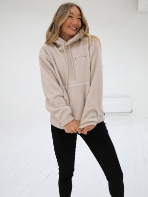 Blakely Borg Womens Oversized Hoodie Tan | 9062XEDMS