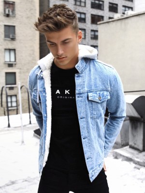 Blakely Camden Hooded Denim Jacket Hellblau | 8572JAHQR