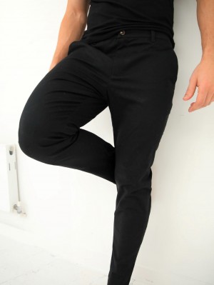 Blakely Cavill Slim Fit Tailored Chinos Schwarz | 1450GSTDE