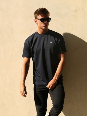 Blakely Ceuta Textured Oversized T-Shirt Navy | 6528PKYSN