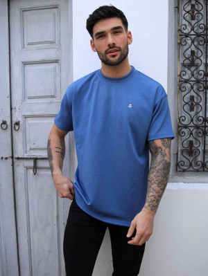 Blakely Ceuta Textured Oversized T-Shirt Blau | 8326MTLBY