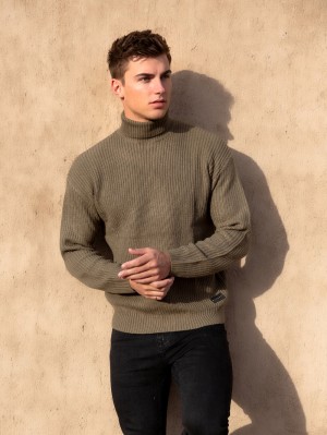 Blakely Hemsworth Roll Neck Jumper Khaki | 6418JPVOK