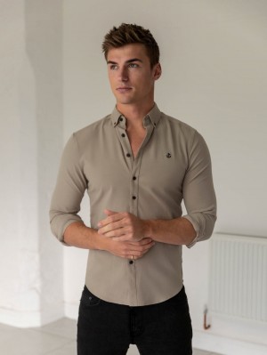Blakely Horton Fitted Stretch Shirt Tan | 1650EXBOL