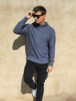 Blakely Huxley Knitted Hoodie Blau | 3610ZHGKM