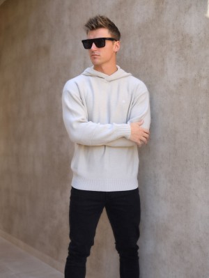 Blakely Huxley Knitted Hoodie Chalk | 3658XJWUV