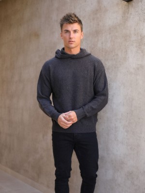 Blakely Huxley Knitted Hoodie Charcoal | 5196HTBLQ