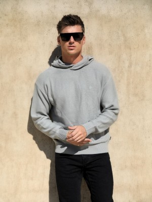 Blakely Huxley Knitted Hoodie Pale Concrete | 8095YXFPO