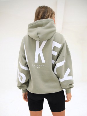 Blakely Isabel Oversized Hoodie Olivgrün | 0758XTEFH