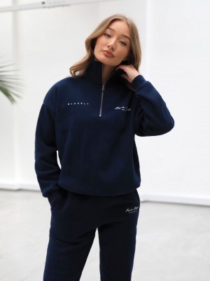 Blakely Life & Style 1/4 Zip Jumper Navy Blau | 0943RDQLH