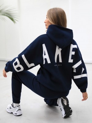 Blakely Life & Style Isabel Oversized Hoodie Navy Blau | 0657IULTF