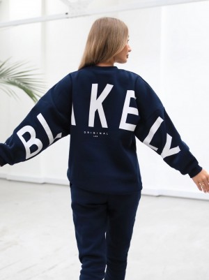 Blakely Life & Style Isabel Oversized Jumper Navy Blau | 3297XYFGA