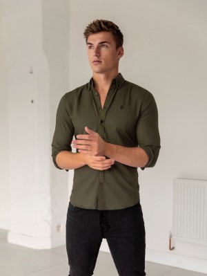 Blakely Loreto Fitted Stretch Shirt Khaki Grün | 3784JZPEI
