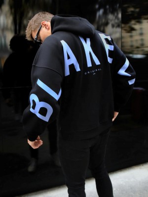 Blakely Members Idris Oversized Hoodie Schwarz Blau | 4905LTOYI