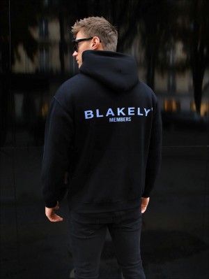 Blakely Members Relaxed Hoodie Schwarz Blau | 3795RNEYA
