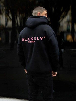 Blakely Members Relaxed Hoodie Schwarz Rosa | 5248EPNQK