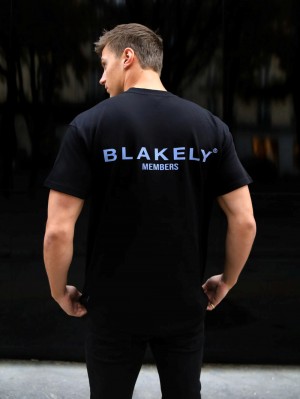 Blakely Members Relaxed T-Shirt Schwarz Blau | 9174LIHWQ