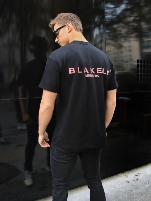 Blakely Members Relaxed T-Shirt Schwarz Rosa | 7512WSQKL