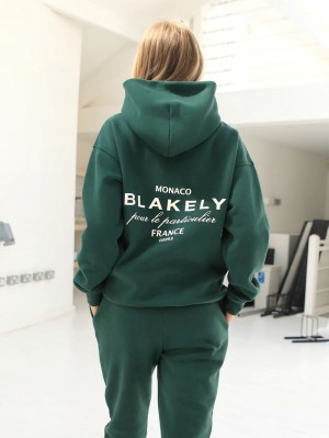 Blakely Monaco Women's Relaxed Hoodie Dunkelgrün | 7805WIXKO