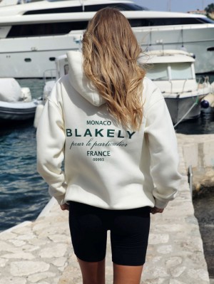 Blakely Monaco Women's Relaxed Hoodie Ivory | 5324SYAKT