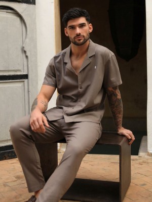 Blakely Nador Open Collared Shirt Braun | 8715VXBGN