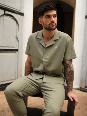 Blakely Nador Open Collared Shirt Khaki | 6894WXTDO