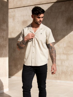 Blakely Nador Open Collared Shirt Sand | 4809XHFJE