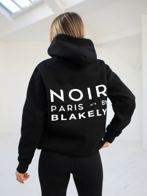 Blakely Noir Women's Relaxed Hoodie Schwarz | 5208FHNJC