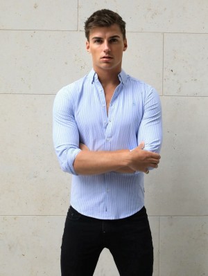 Blakely Portofino Pinstripe Shirt Blau | 2406LQXFA