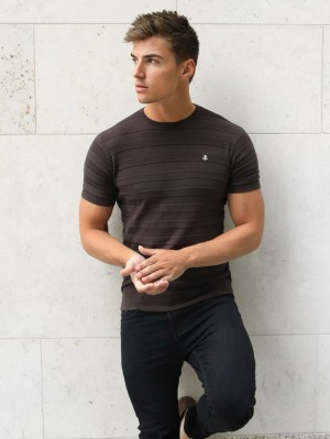Blakely Raphello Stripe T-Shirt Braun | 0854RPYEZ