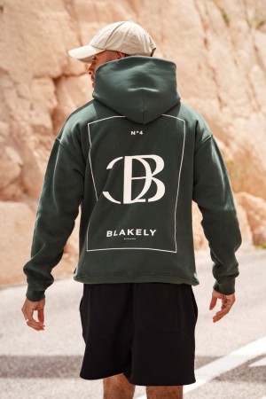 Blakely Riviera Initial Relaxed Hoodie Dunkelgrün | 3601TQDYP