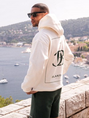 Blakely Riviera Initial Relaxed Hoodie Ivory | 5407BFDVA