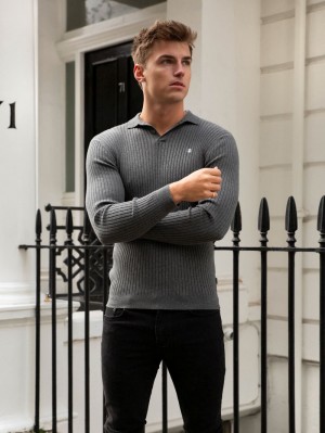 Blakely Salisbury Ribbed Polo Charcoal | 5180QWRPJ