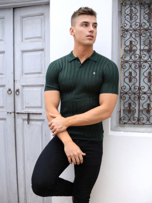 Blakely Sidi Textured Stripe Polo Grün | 7851YDHQI