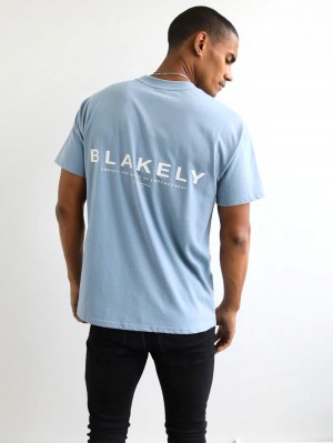 Blakely Statement Relaxed T-Shirt Blau | 8510DHVIR