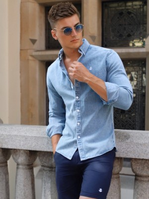 Blakely Sutton Denim Shirt Blau | 2075HNZVE