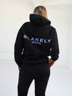 Blakely Women's Members Relaxed Hoodie Schwarz Blau | 6710ADJCQ