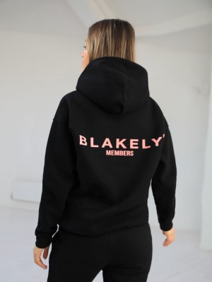 Blakely Women's Members Relaxed Hoodie Schwarz Rosa | 1945ODZKP