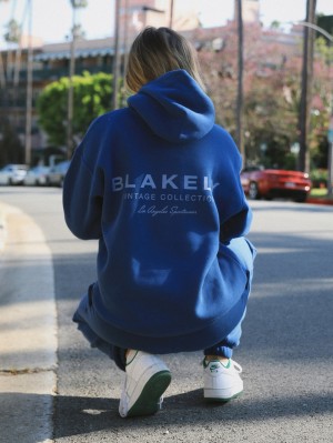 Blakely Women's Sports Club Relaxed Hoodie Blau | 9026NUSKF